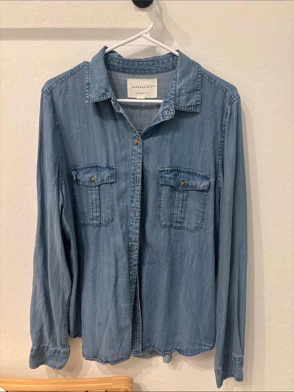 Aeropostale Light Blue Denim Button-Up Shirt